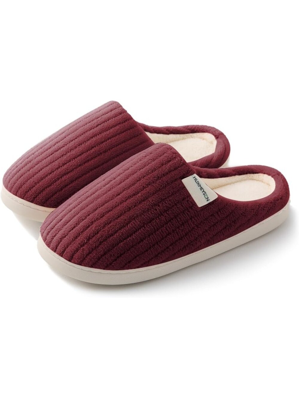 Women's Red Warm Anti Skid Rubber Sole Memory Foam Comfy Indoor Slippers